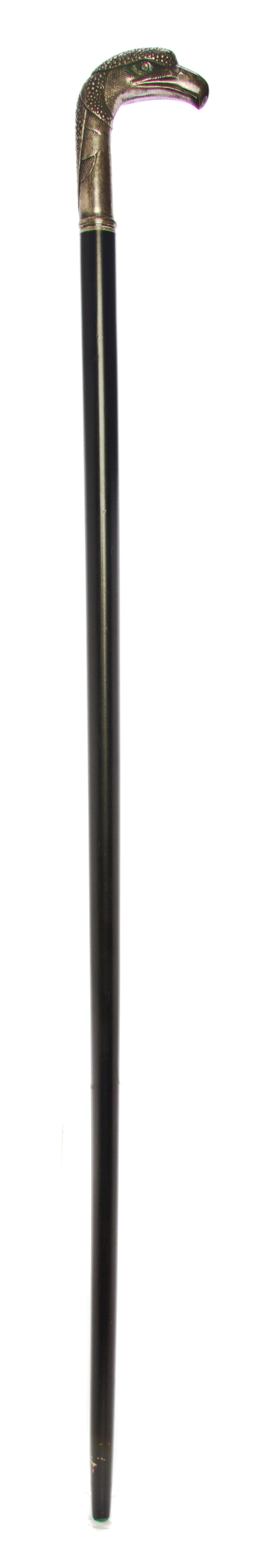 A Silvered Metal Sword Cane, Length of handle 4 x length overall 36 1/2 inches.