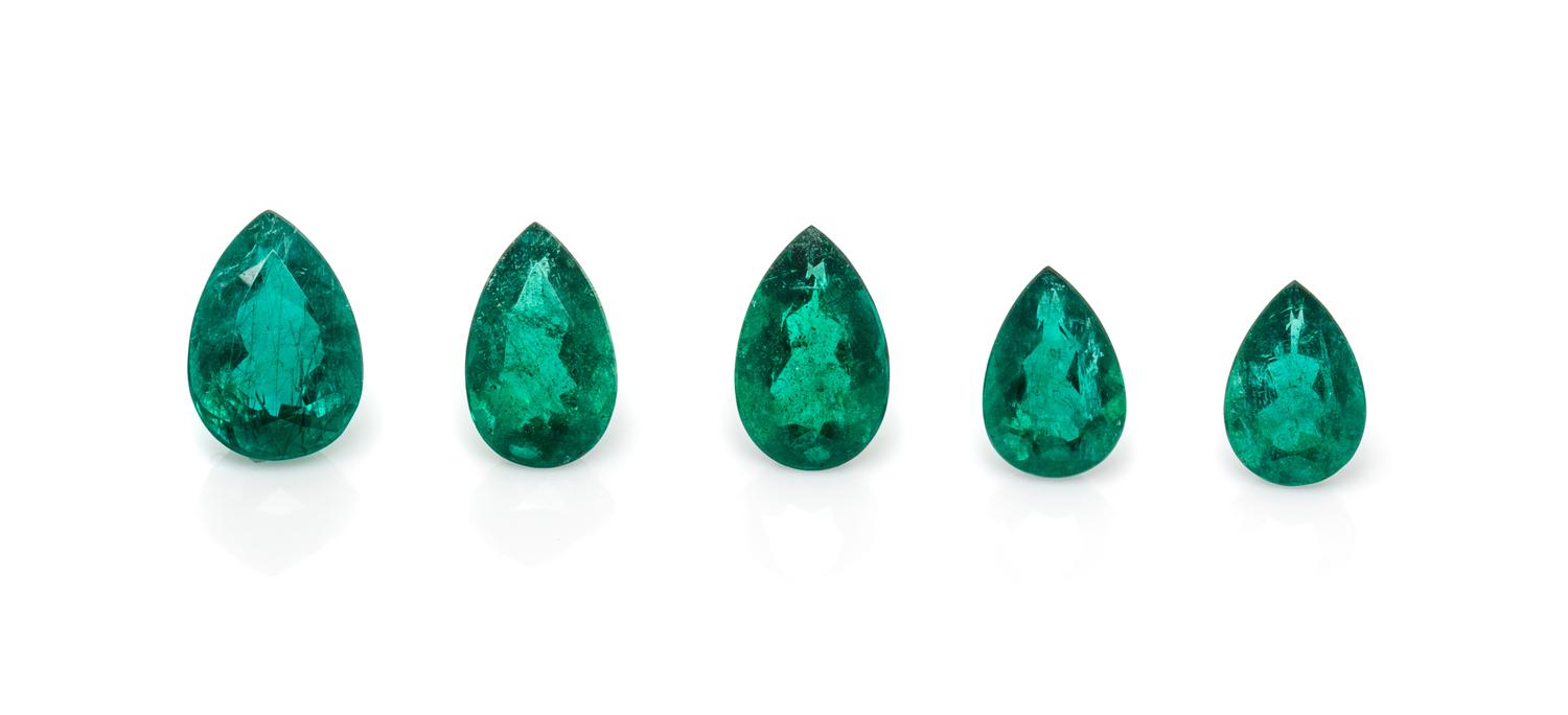 A Collection of Loose Pear Shape Emeralds,