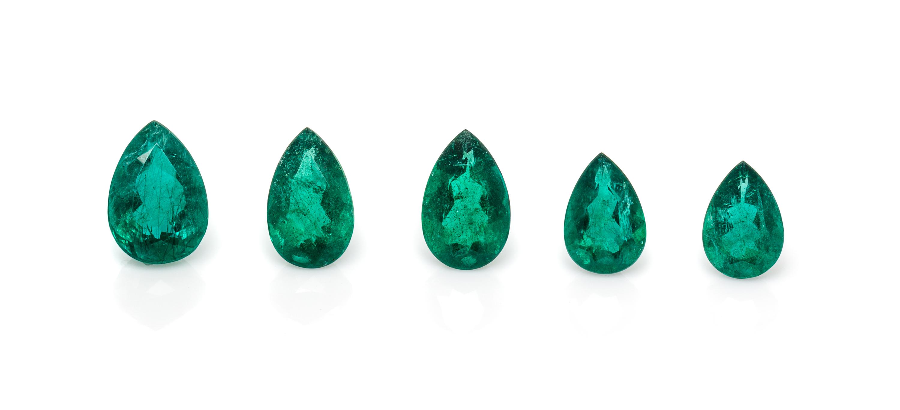 A Collection of Loose Pear Shape Emeralds,