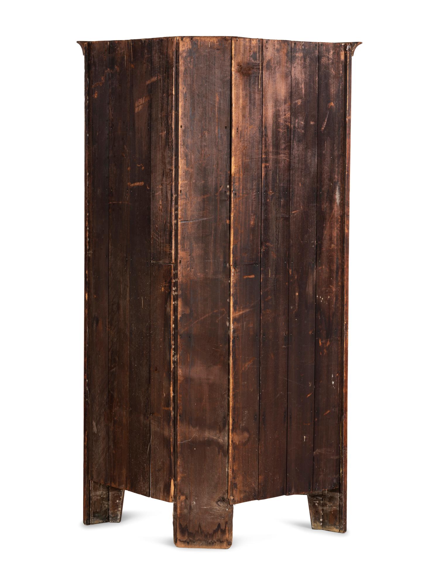 A Federal Tiger Maple Corner Cupboard