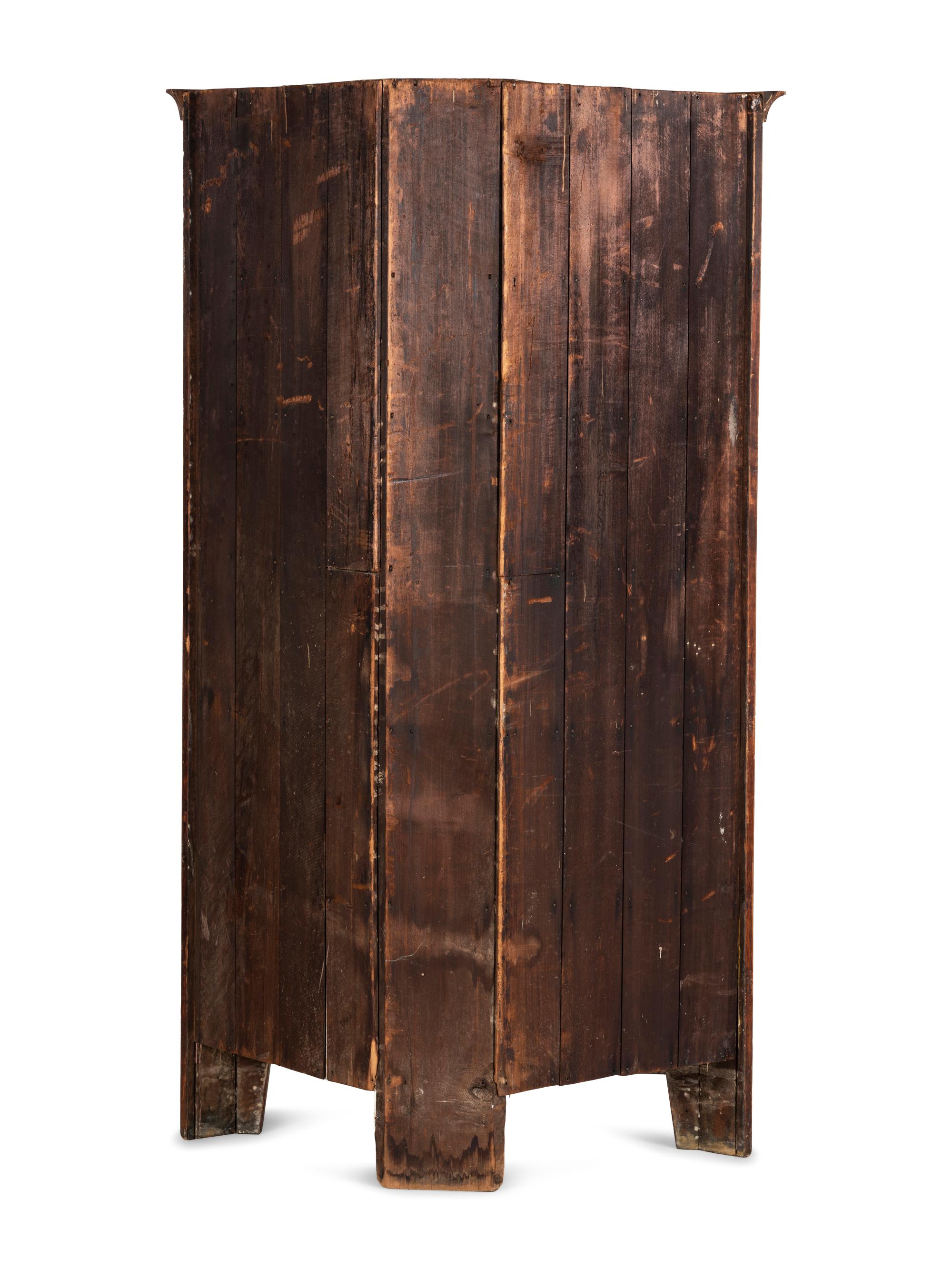 A Federal Tiger Maple Corner Cupboard