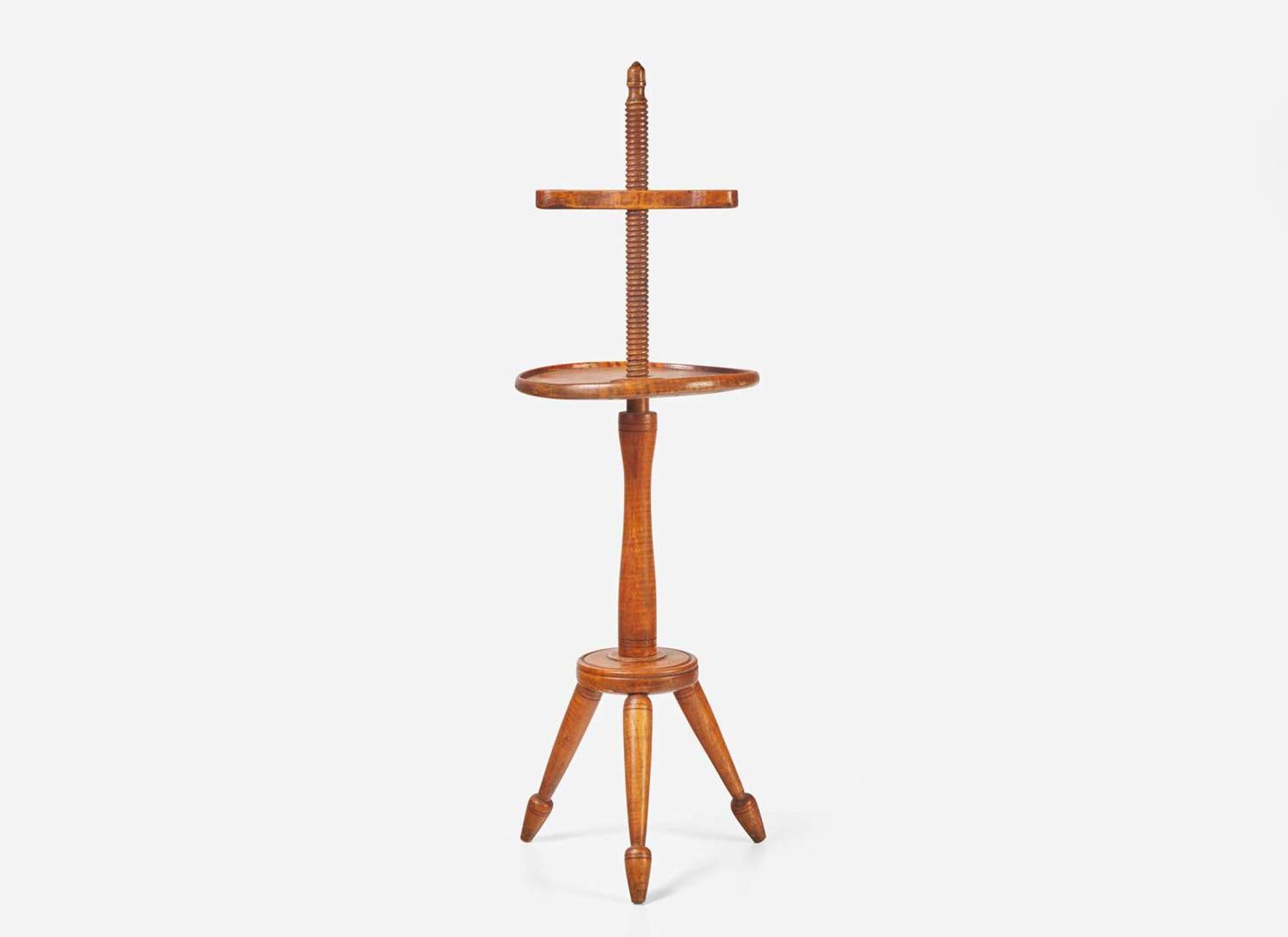 A turned and figured maple adjustable candlestand, 19th century