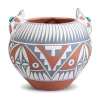 Pottery Jar, with Turtles and Turquoise
