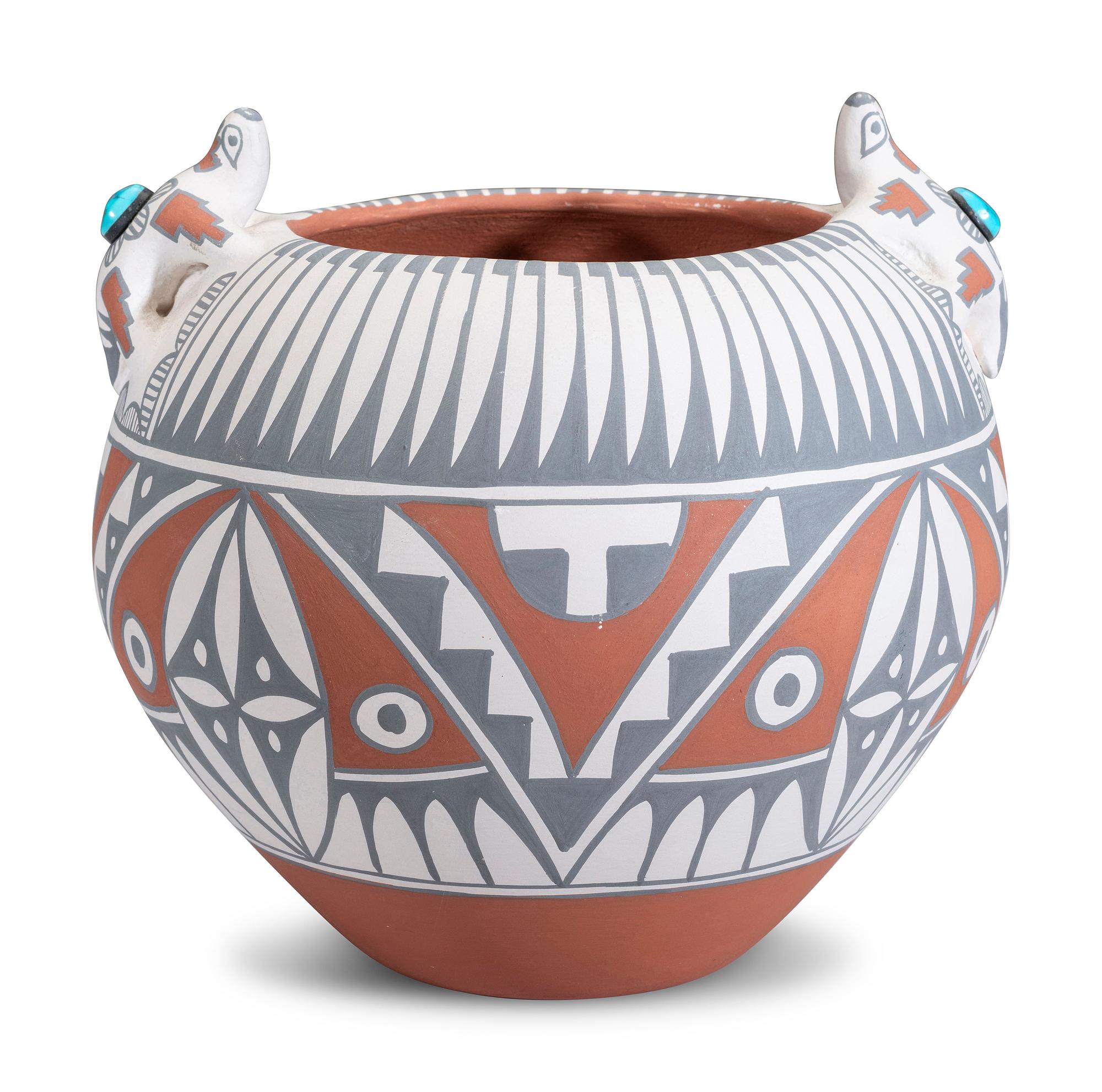 Pottery Jar, with Turtles and Turquoise