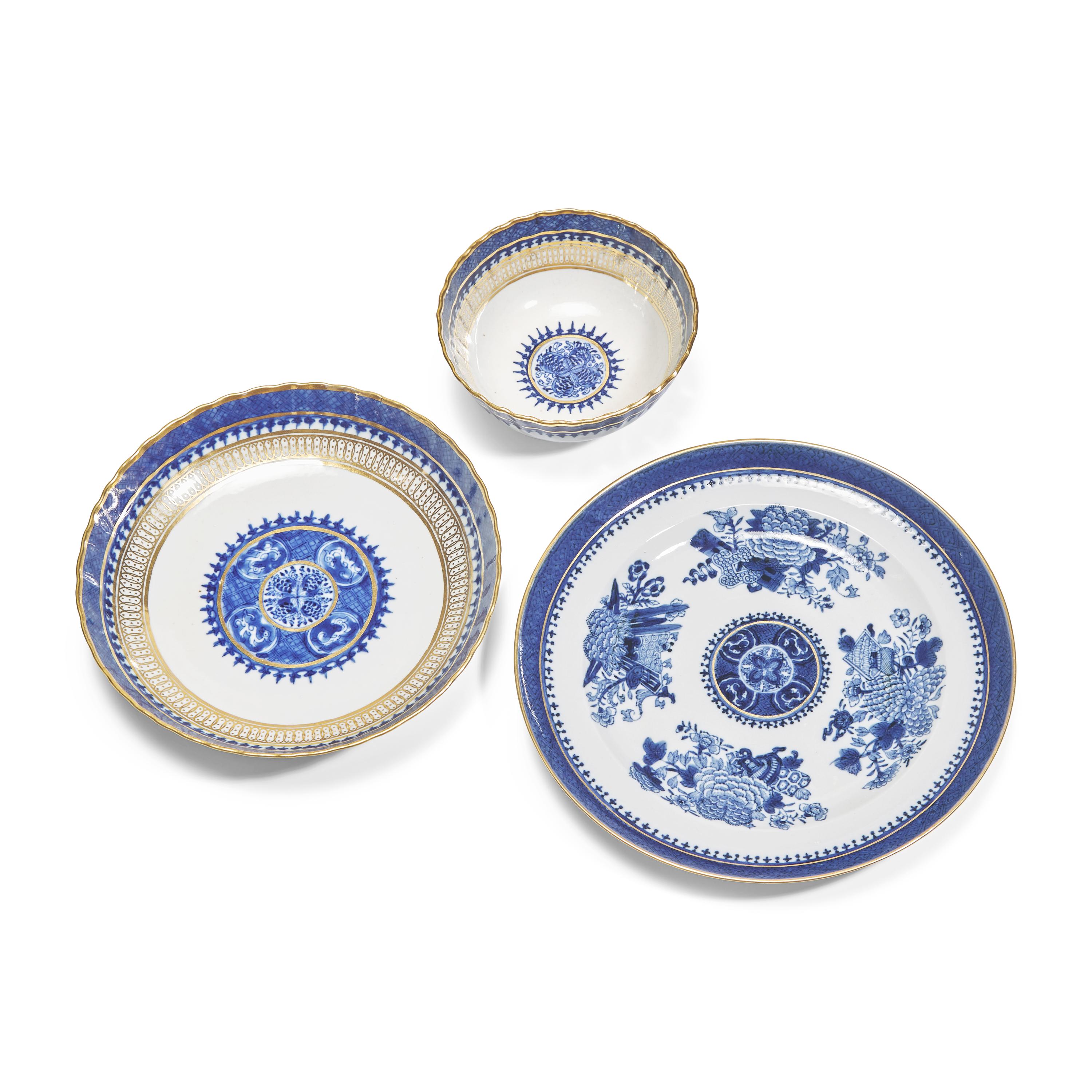 A Group of Ten Chinese Export Porcelain Imperial Fitzhugh Tablewares