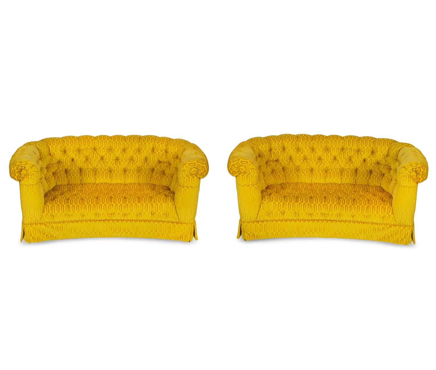 A Pair of Button Tufted Sofas