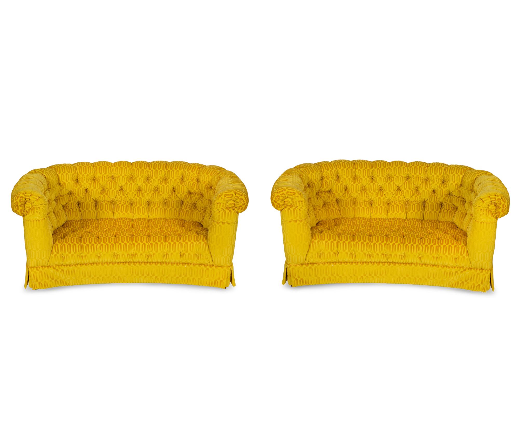 A Pair of Button Tufted Sofas