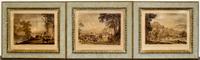 A Group of 6 English Handcolored Engravings Framed: 13 3/4 x 15 3/4 inches.
