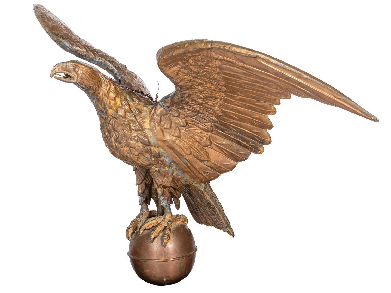 A Molded Copper and Zinc Gilt Eagle Weathervane