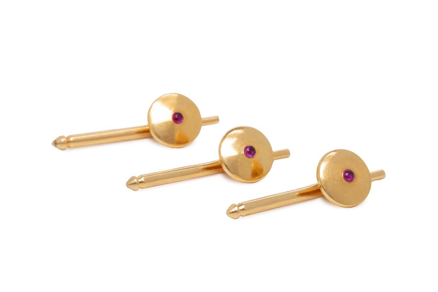 YELLOW GOLD AND RUBY SHIRT STUDS