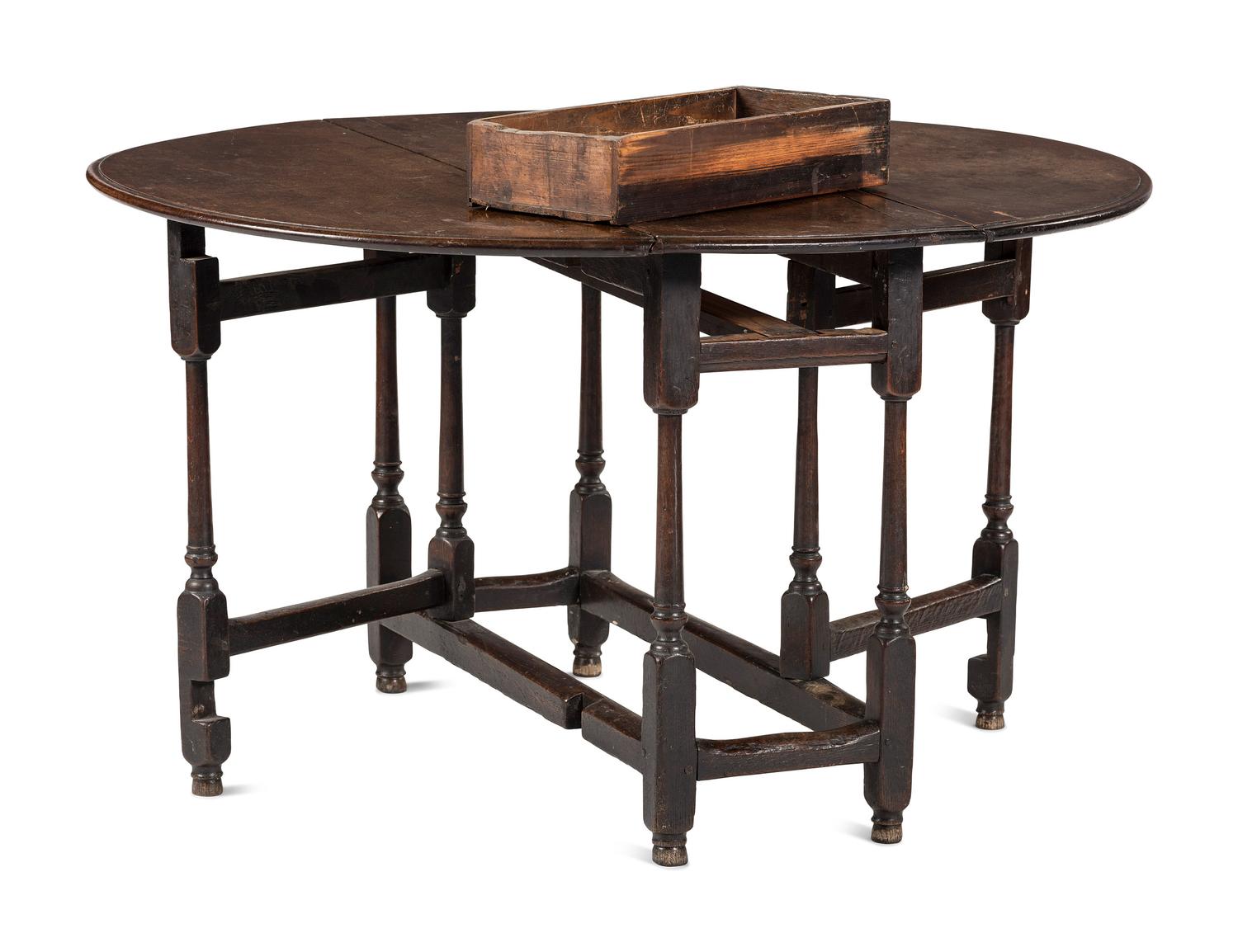 A William and Mary Walnut and Oak Gate-Leg Table