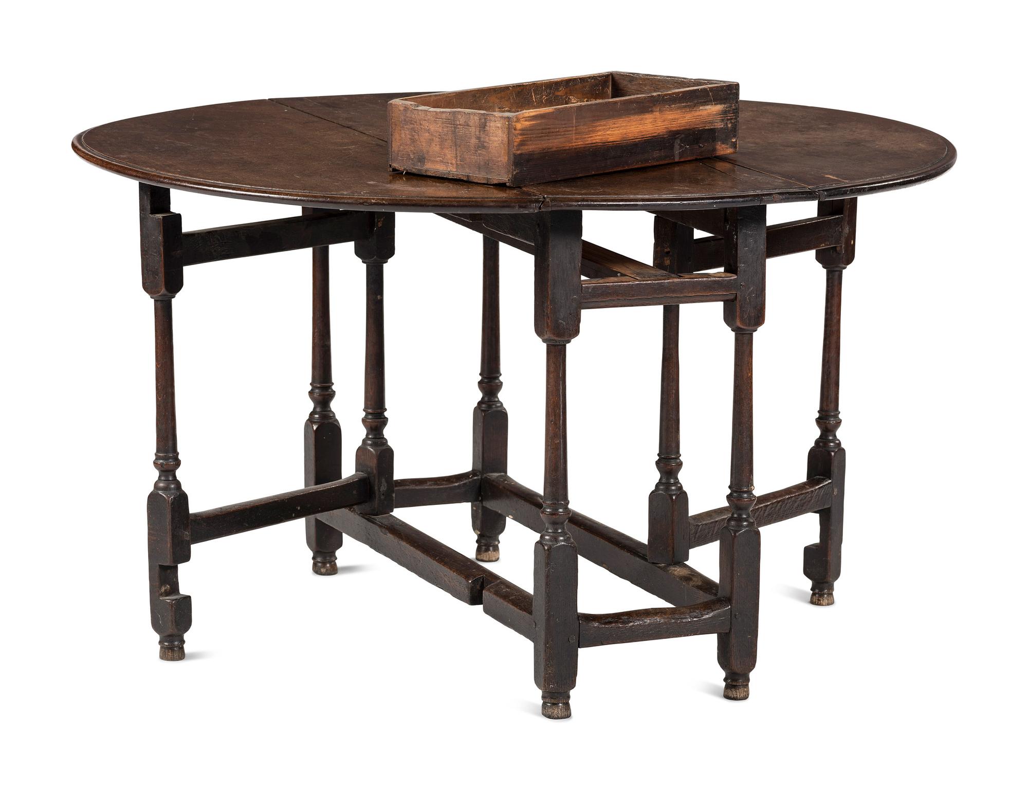 A William and Mary Walnut and Oak Gate-Leg Table