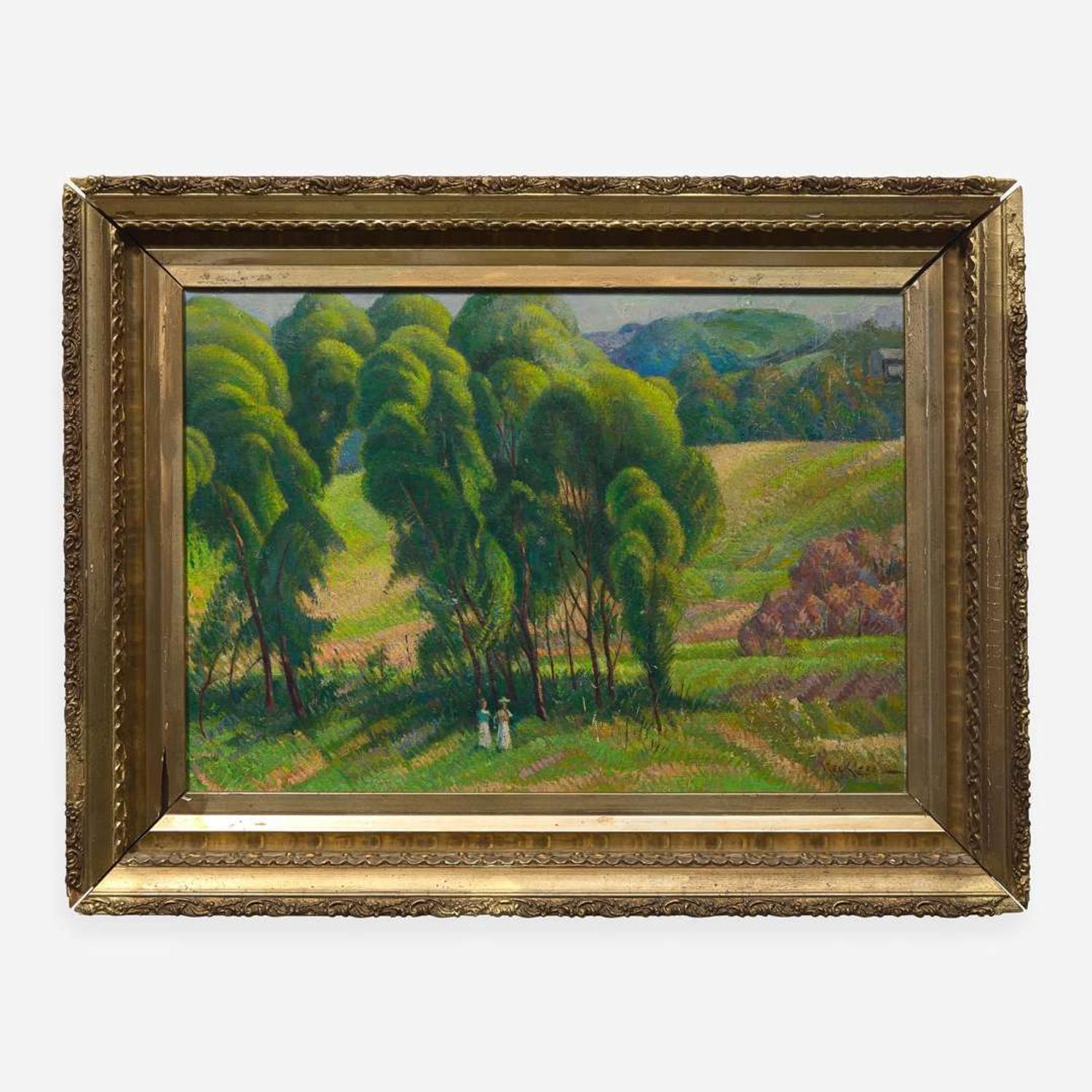 Stanley L. Reckless (American, 1892-1955) Women in a Country Landscape