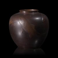 A Japanese Bronze 'Koi' Vase