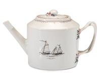 A Chinese Export Porcelain Nine-Piece Grisaille Tea Service