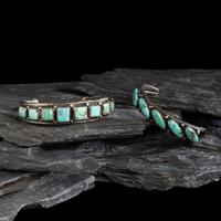 Navajo Silver and Turquoise Cuff Bracelets