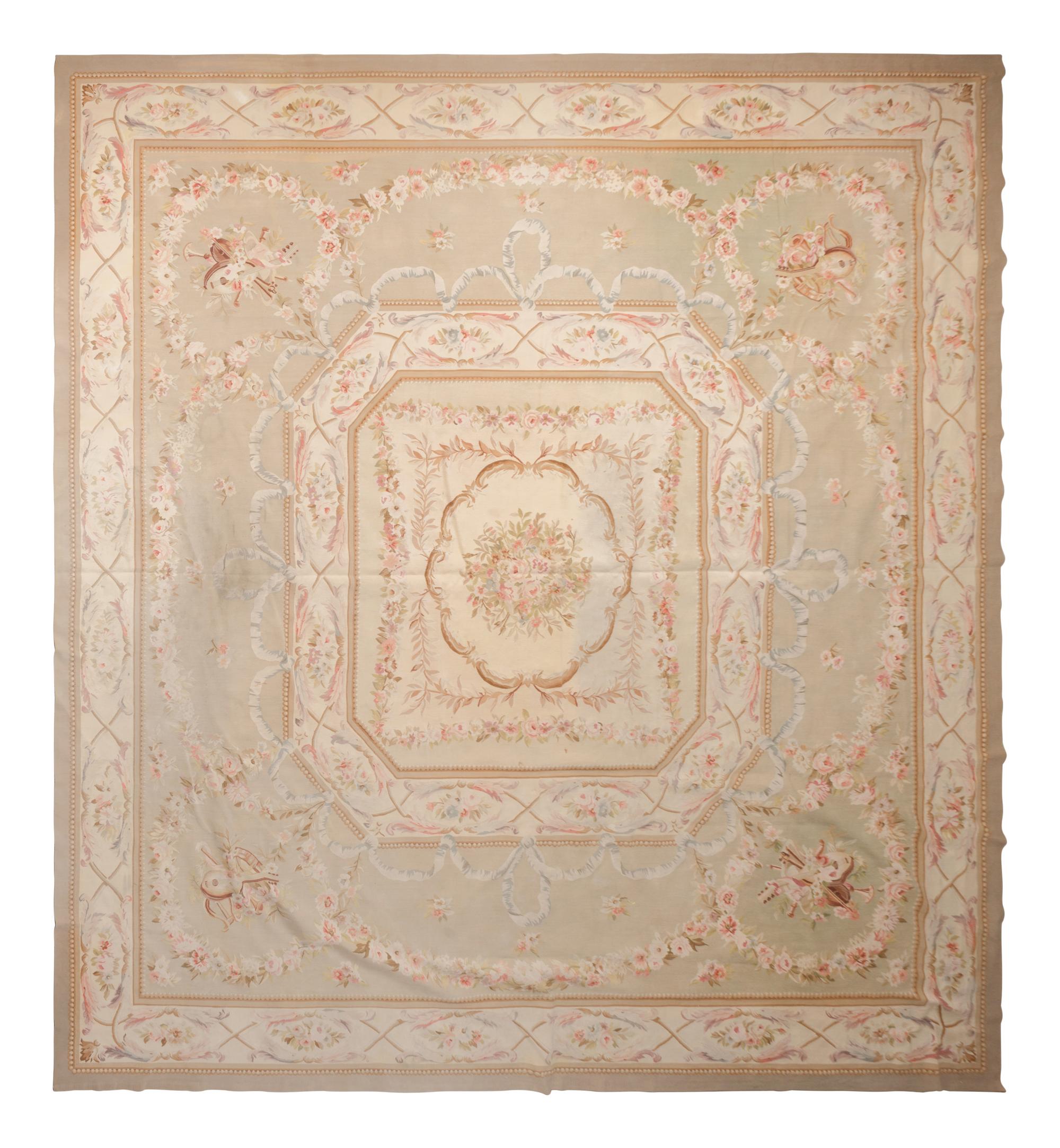 A Large Aubusson Style Wool Carpet