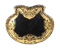 A Victorian Chinoiserie Gilt Paper Mâché Lacquer Tray Height 23 x width 31 inches