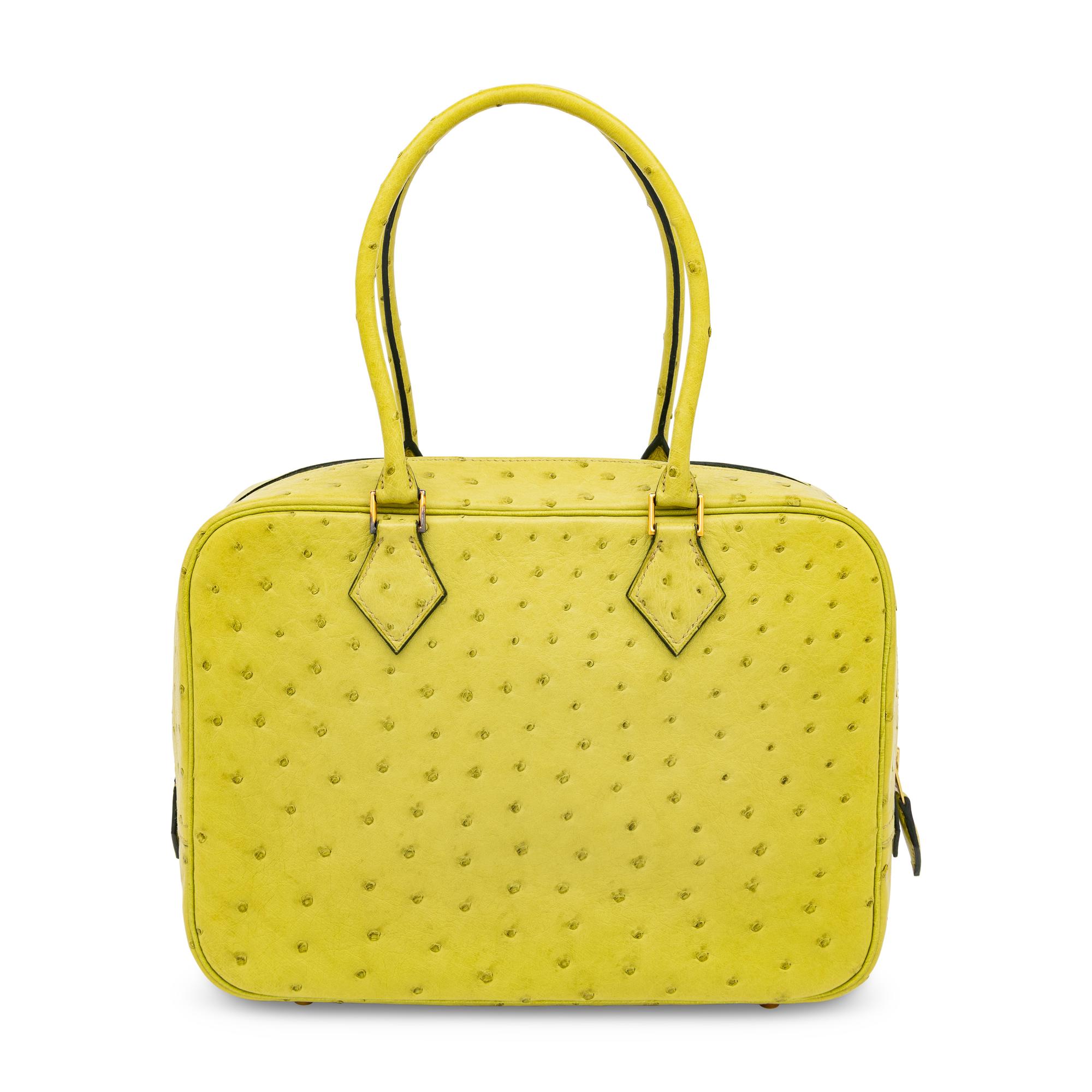 Hermès, Plume 28 in Vert Anis Ostrich