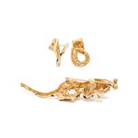 COLLECTION OF YELLOW GOLD AND DIAMOND BIG CAT JEWELRY