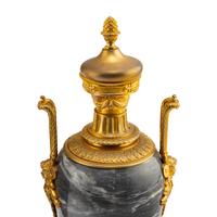 A Pair of Louis XVI Style Gilt Bronze Mounted Marble Urns