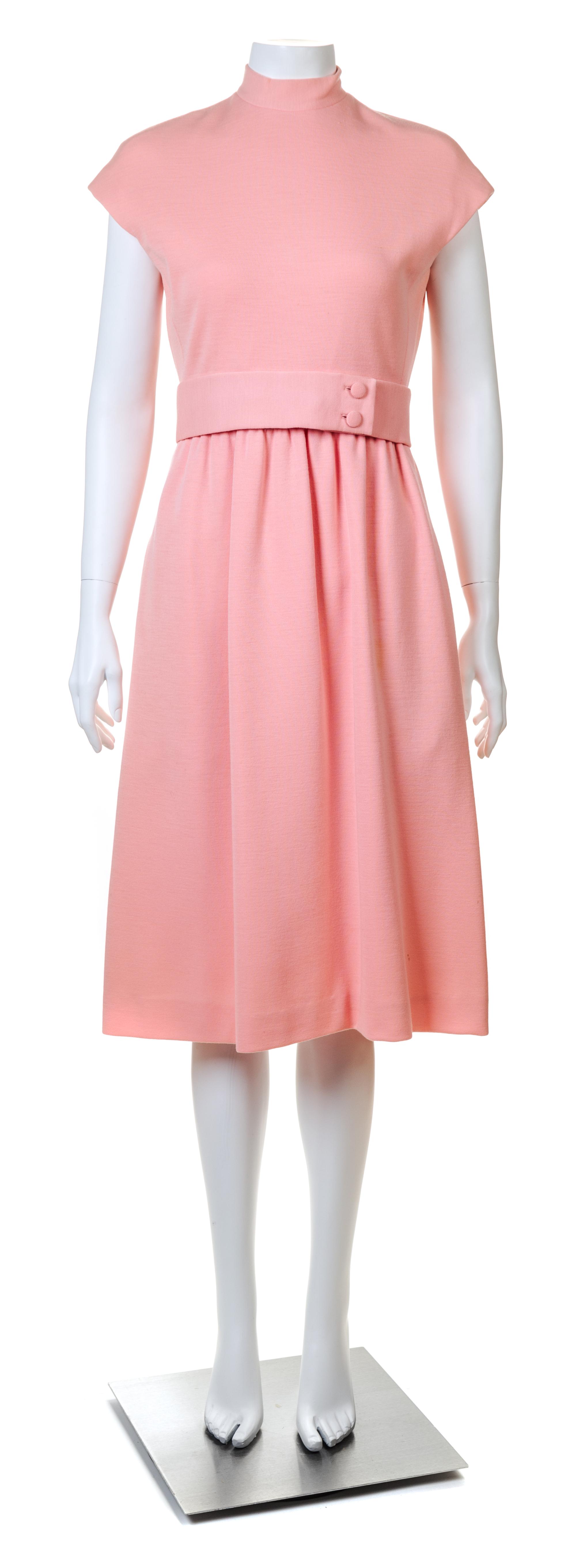 A Norell-Tassell Pink Wool Dress, No size.