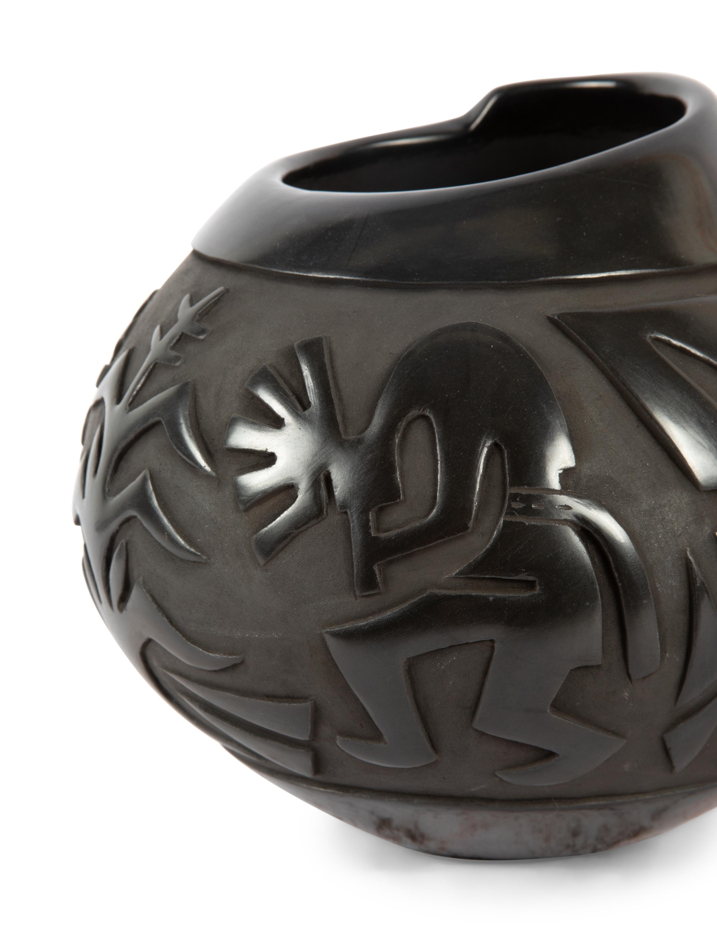 Carved Blackware Jar