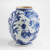 A Japanese Blue and White Porcelain Ovoid Jar, 17th Century