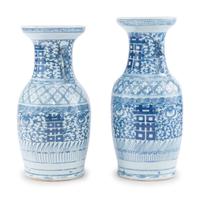 A Near Pair of Chinese Blue and White Porcelain Vases