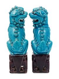 Six Turquoise Glazed Porcelain Figures of Animals
