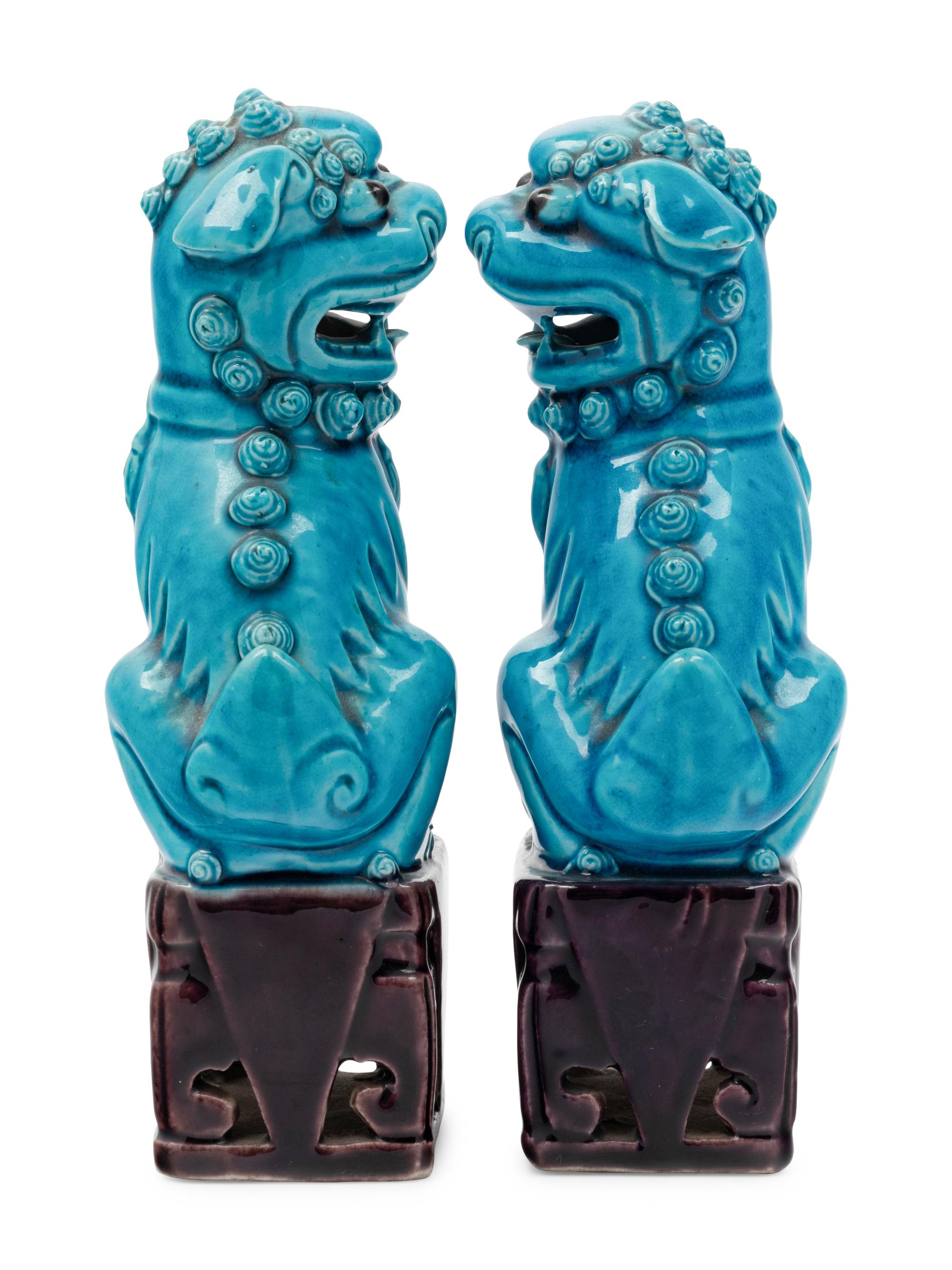 Six Turquoise Glazed Porcelain Figures of Animals