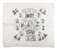 [ROYALTY]. Poster and textiles celebrating Queen Victoria and her son, Edward VII, comprising: