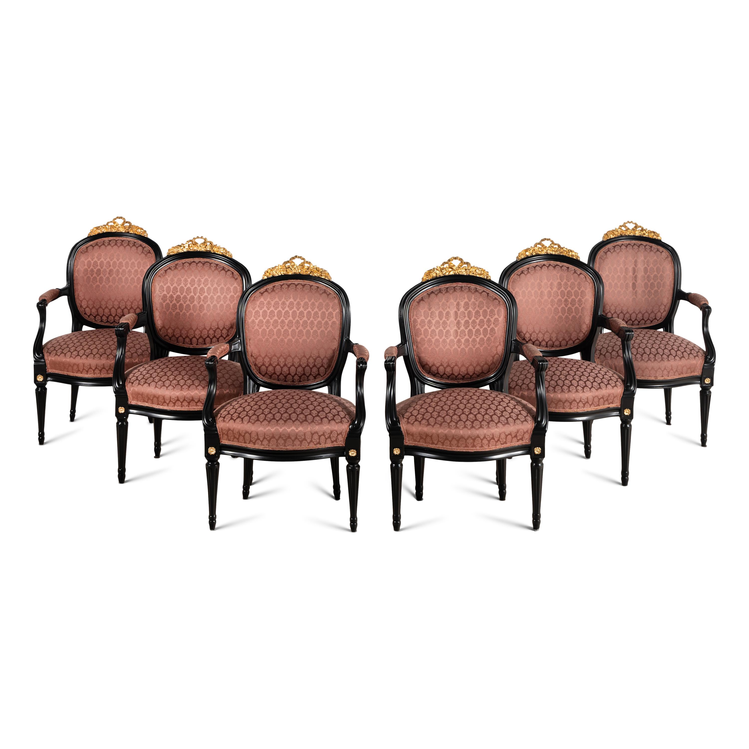 A Set of Six Louis XVI Painted Armchairs