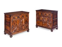 A Pair of Charles II Style Oak Chests of Drawers