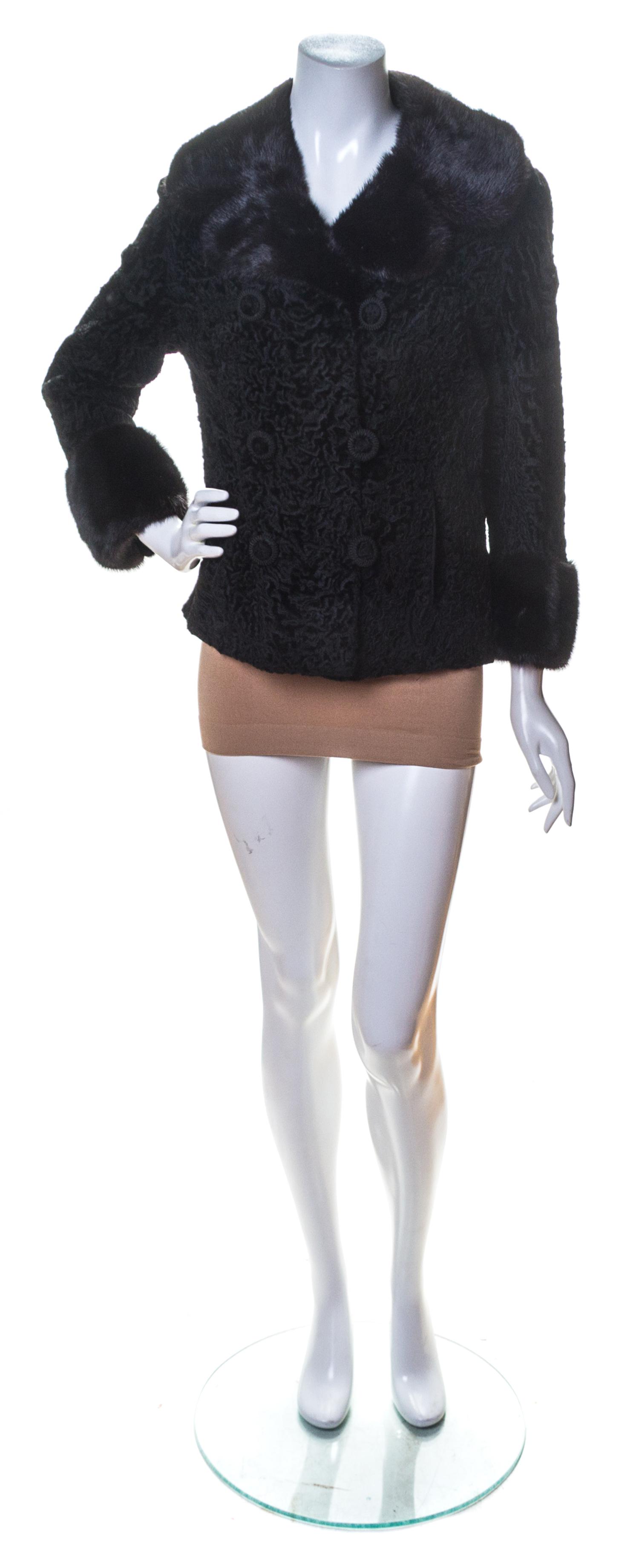 A Black Persian Lamb Double Breasted Jacket,