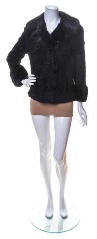 A Black Persian Lamb Double Breasted Jacket,
