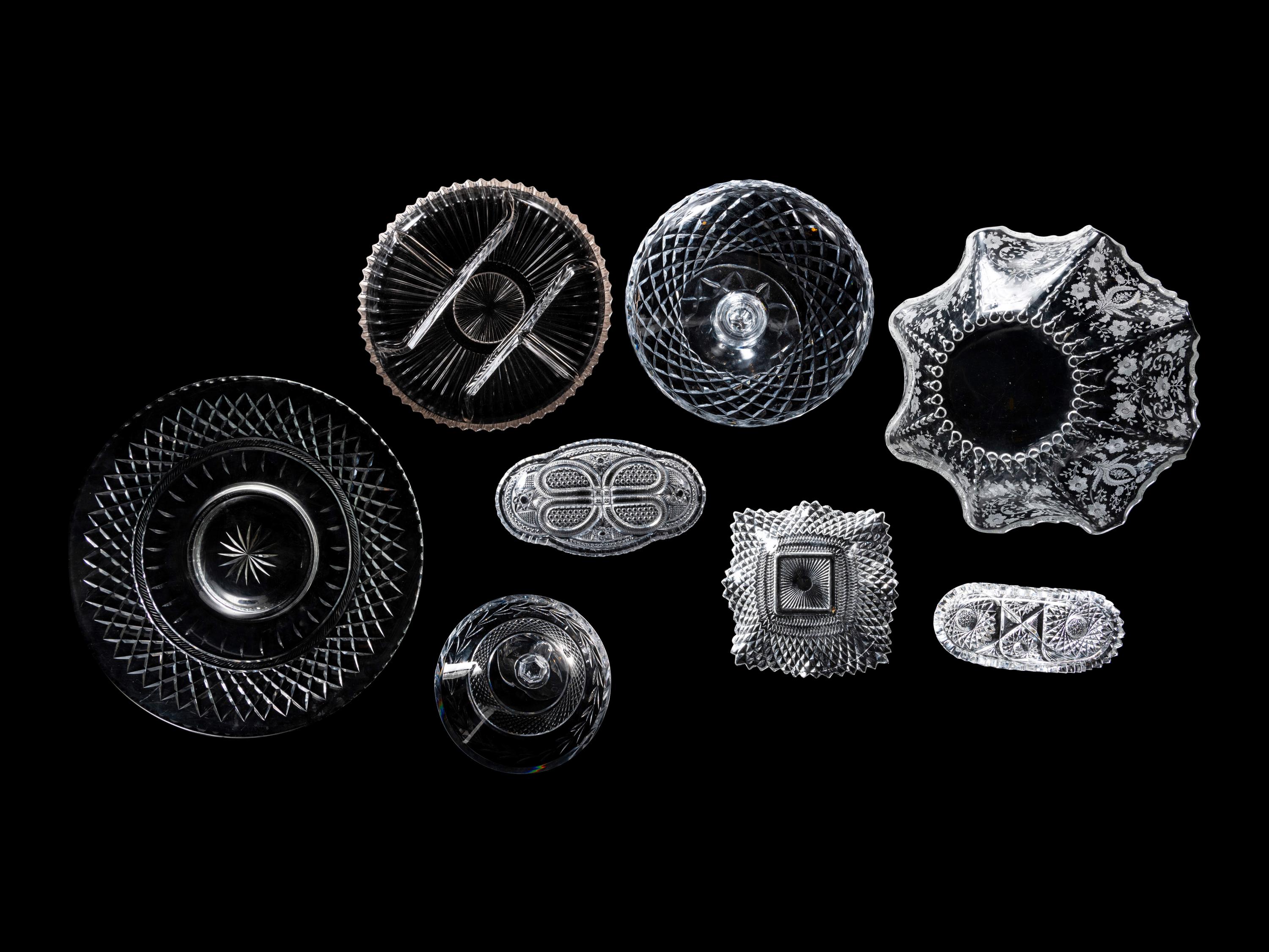A Group of Molded and Cut Glass Serving Articles