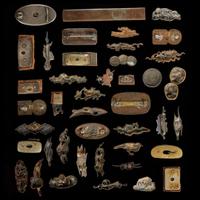 A Group of 42 assorted Japanese metal fittings 日本金屬小器物 42件 Edo to Meiji period ?????