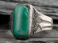 Navajo Stamped Ingot and Turquoise Ring