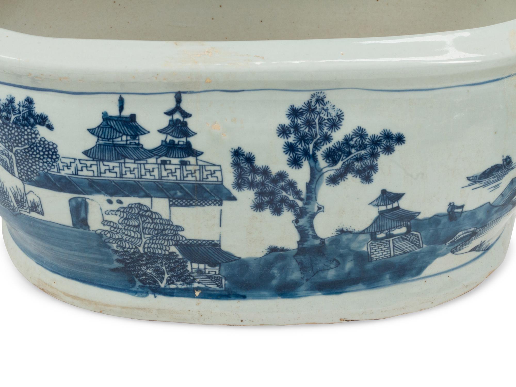 A Group of Four Chinese Blue and White Porcelain Jardinières
