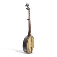 An American Primitive Mother of Pearl and Tin-Type Inset Banjo