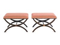 A Pair of Black Painted and Parcel Gilt Curule Benches