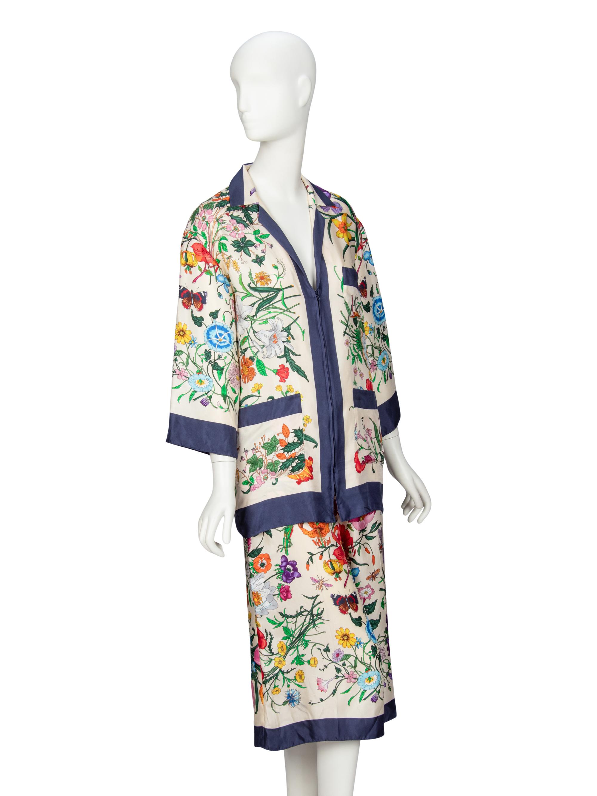 GUCCI, FLORA-PRINT SILK LOUNGE ENSEMBLE