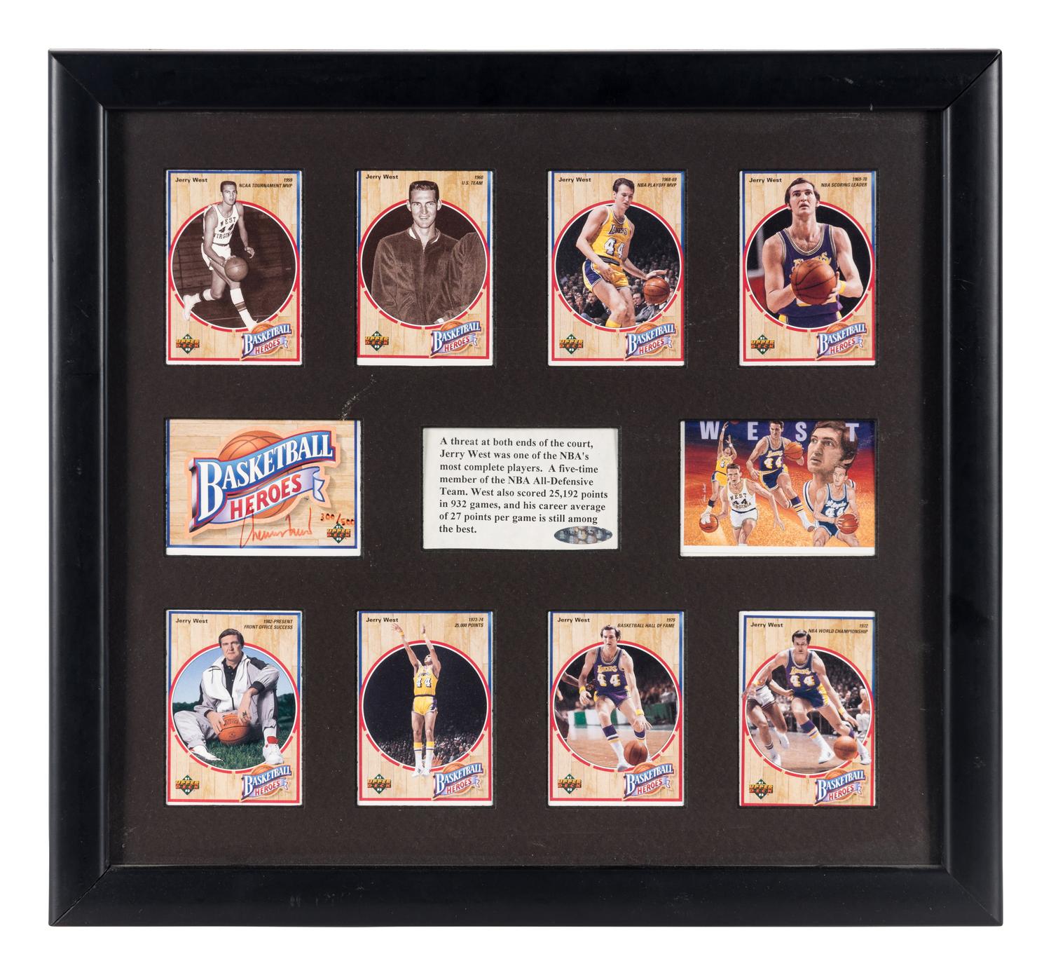 A 1991-92 Upper Deck Jerry West Basketball Heroes Signed Autograph Display,