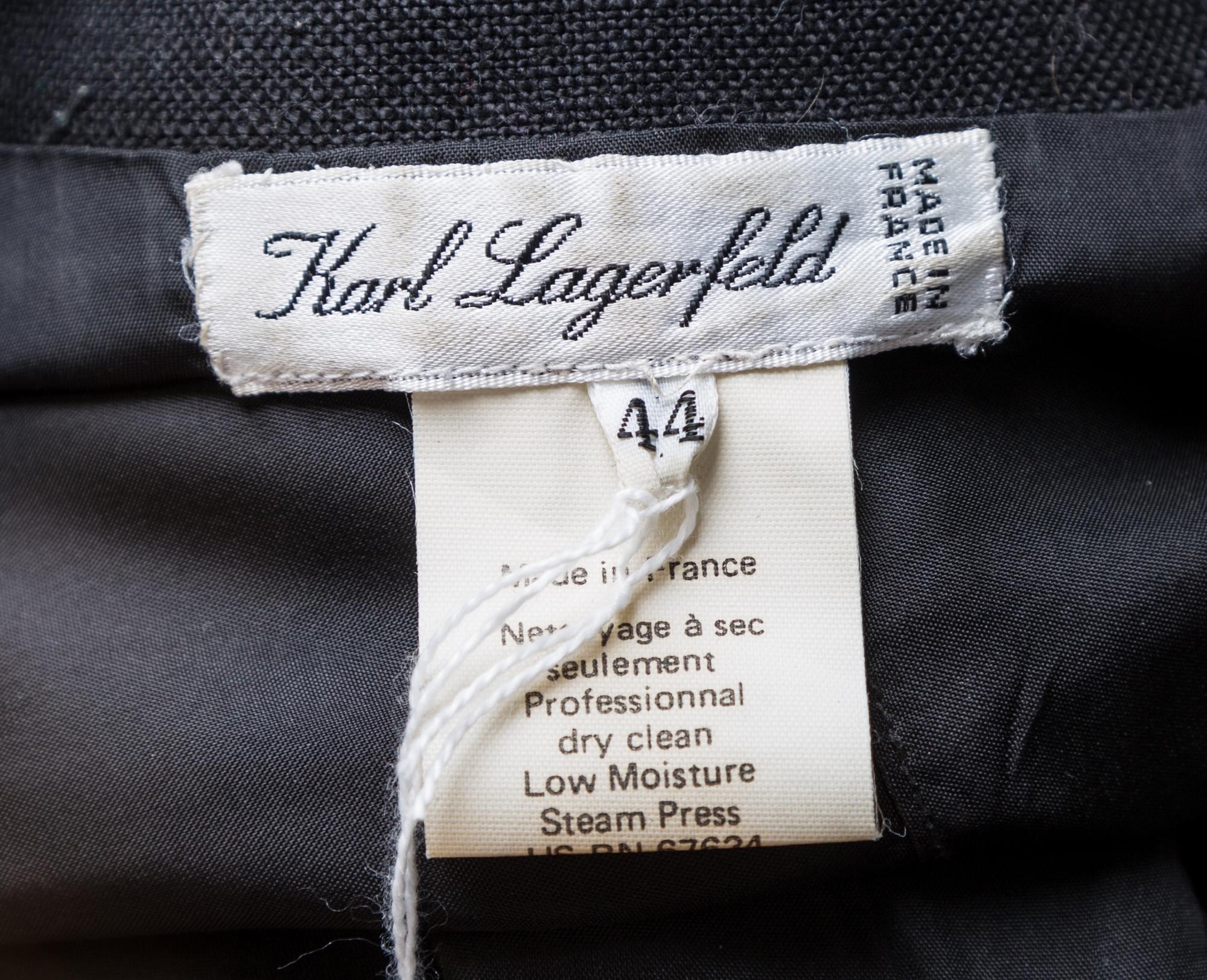 A Karl Lagerfeld Black Linen Double Breasted Dress, Size 44.