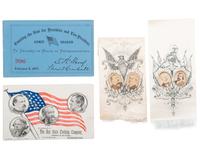 [POLITICS]. A group of 4 political items related to the 1876 and 1884 presidential elections, highlighted by ticket counting the vote for the contested Hayes-Tilden election in 1876.