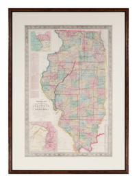 [MAPS & VIEWS]. COLTON, Joseph Hutchins (1800-1893). New Sectional Map of the State of Illinois...Prepared by J.M. Peck, John Messinger, and A.J. Mathewson . New York: J.H. Colton and Co., 1857.
