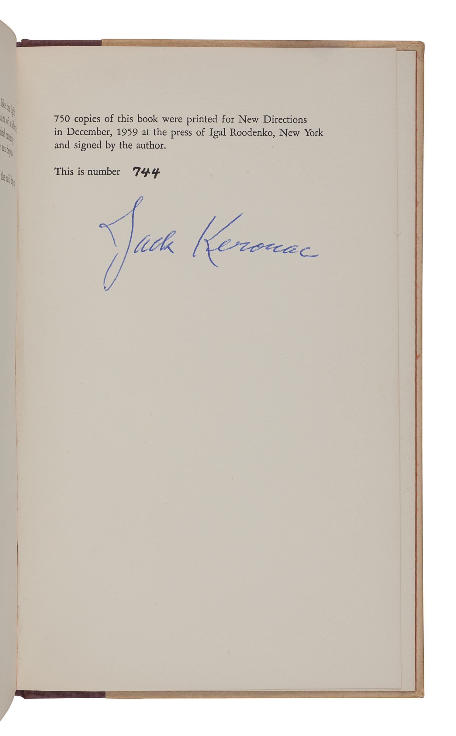 KEROUAC, Jack (1922-1969). Excerpts from Visions of Cody. New York: New Directions, 1960.