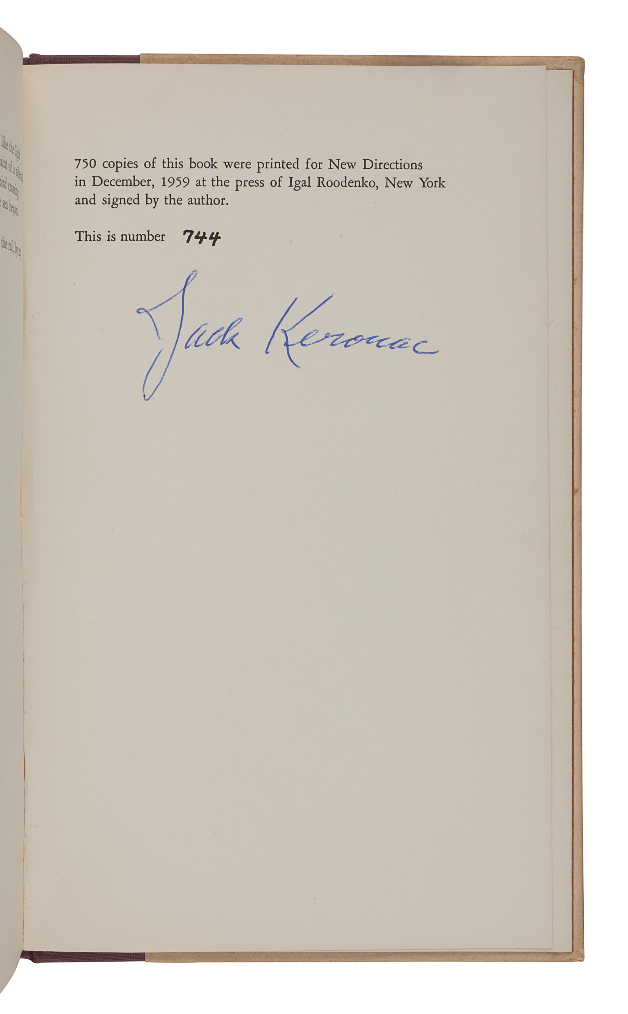 KEROUAC, Jack (1922-1969). Excerpts from Visions of Cody. New York: New Directions, 1960.