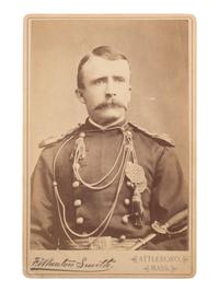 [LATE INDIAN WARS]. SMITH, F. Wheaton, photographer. Cabinet card attributed as Captain John G. Bourke. Attleboro, MA.